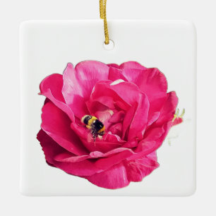 Ornement En Céramique Abee, sur une fleur rose