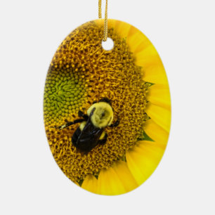 Ornement En Céramique Abeille sur tournesol