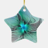 Ornement En Céramique Abstrait De Bleu, Art Fractal Moderne (Dos)