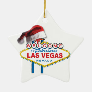 Ornement En Céramique Accueil de Noël au signe de Las Vegas