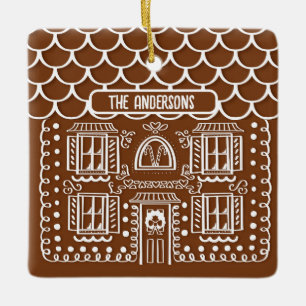 Ornement En Céramique Accueil personnalisé Premier pain d'épices Noël