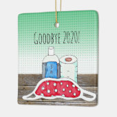 Ornement En Céramique Adieu à 2020 TP, Facemask et Sanitizer (Gauche)