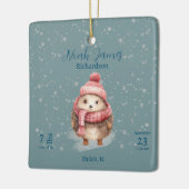 Ornement En Céramique Adorable Hérisson Hiver Bébé Naissance Statistique (Gauche)
