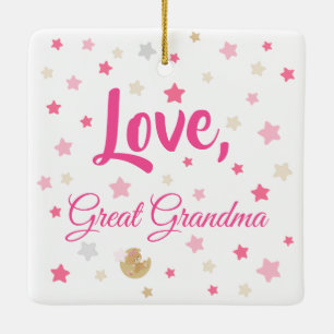 Ornement En Céramique Adorable Teddy Bear Baby Girl Birth Stats