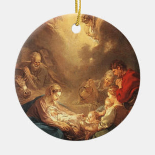 Ornement En Céramique Adoration de scène de nativité de Noël des berg