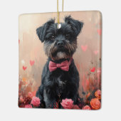 Ornement En Céramique Affenpinscher avec Rose - Saint Valentin (Gauche)