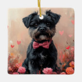 Ornement En Céramique Affenpinscher avec Rose - Saint Valentin (Devant)