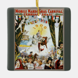 Ornement En Céramique Affiche d'art vintage de 1900 du carnaval Mardi Gr
