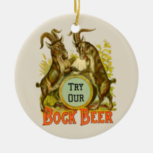 Ornement En Céramique Affiche de bière Bock vintage : Antique Goat Saloo