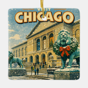 Ornement En Céramique Affiche de l'Institut d'Art de Chicago en hiver