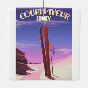 Ornement En Céramique Affiche de ski italienne de Courmayeur