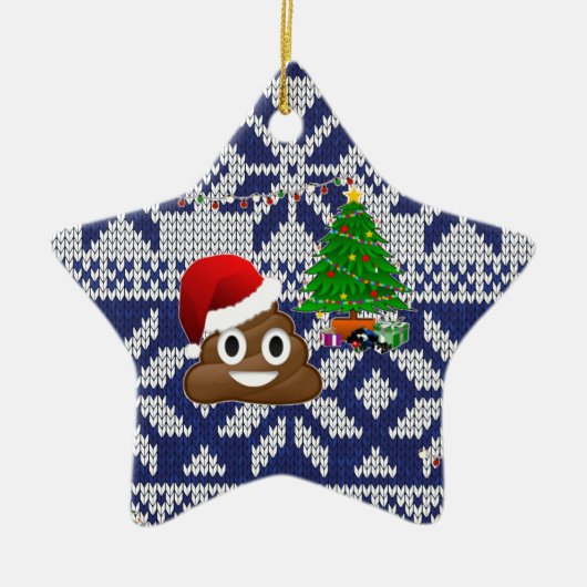 Ornement En Céramique affreux pull-over de Noël émoji (Devant)