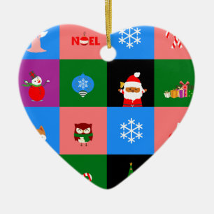 Ornement En Céramique afrique santa claus colorblock