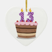 Ornement En Céramique Âge 13 sur le gâteau d'anniversaire (Devant)