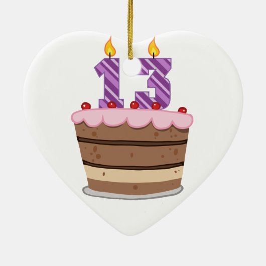 Ornement En Céramique Âge 13 sur le gâteau d'anniversaire (Dos)