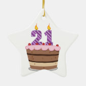 Ornement En Céramique Âge 21 sur le gâteau d'anniversaire (Dos)