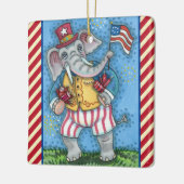 ORNEMENT EN CÉRAMIQUE AGRÉABLE PATRIOTIQUE ÉLÉPHANT WAVANT DRAPEAU AMÉRI (Gauche)