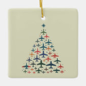 Ornement En Céramique Airplane Christmas Tree Retro Pilot Flying Flight (Devant)