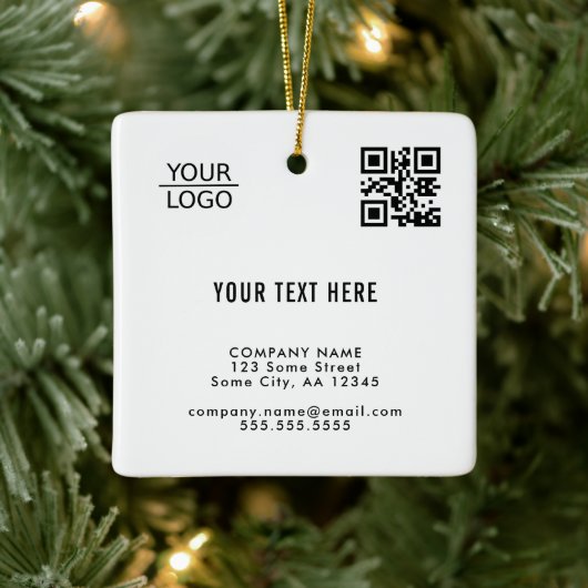 Ornement En Céramique Ajouter le code QR du logo Promotion du texte pers (Arbre)