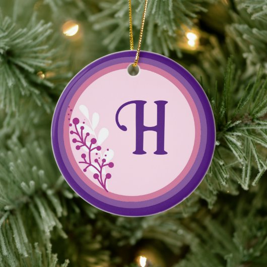 Ornement en céramique - Ajouter votre initiale - V (Arbre)