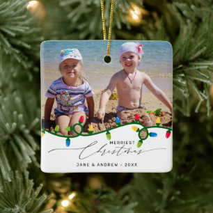 Ornement En Céramique Ajoutez vos propres 2 photos Festif Lumières Pers