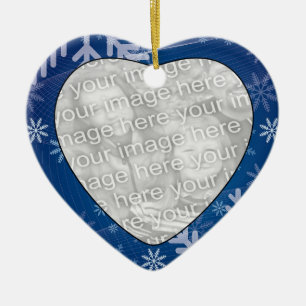 Ornement En Céramique Ajoutez votre photo Snowflakes Heart Ornament