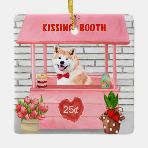 Ornement En Céramique Akita Chien Valentine's Day Kissing Booth