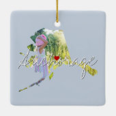 Ornement En Céramique Alaska State Photo insert and town name (Dos)