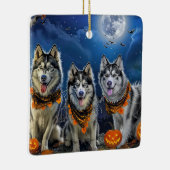 Ornement En Céramique Alaskan Malamute Halloween Éffrayant (Droite)