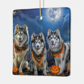 Ornement En Céramique Alaskan Malamute Halloween Éffrayant (Gauche)