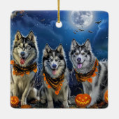 Ornement En Céramique Alaskan Malamute Halloween Éffrayant (Dos)