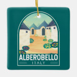 Ornement En Céramique Alberobello Italie Travel Art Vintage<br><div class="desc">Design vectoriel Alberobello. Elle est connue pour ses trulli,  huttes en pierre blanchies à la chaux et toits coniques.</div>