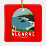 Ornement En Céramique Algarve Portugal Retro Travel Art Vintage<br><div class="desc">Design d'art vectoriel de l'Algarve. L'Algarve,  la région la plus méridionale du Portugal,  est connue pour ses plages de l'Atlantique et ses stations de golf.</div>