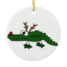 Alligator drôle de Noël comme renne