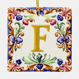 Ornement En Céramique Alphabet doré – Lettre F