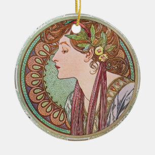 Ornement En Céramique Alphonse Mucha Goddess Art