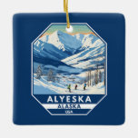 Ornement En Céramique Alyeska Alaska Winter Travel Art Vintage<br><div class="desc">Alyeska Design d'art hivernal présentant le paysage hivernal.</div>