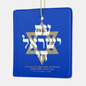 Ornement En Céramique Am Yisrael Chai texte hébreu or bleu texte personn (Gauche)
