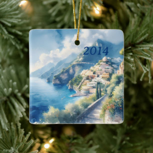Ornement En Céramique Amalfi Positano Romantique Voyage Anniversaire Cad