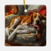 Ornement En Céramique American English Foxhound Chien Festif de Noël (Devant)