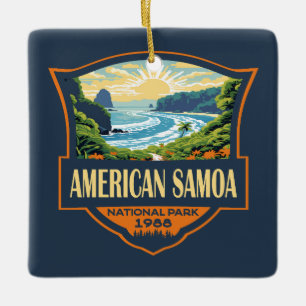 Ornement En Céramique American Samoa National Park Illustration Retro