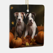 Ornement En Céramique American Staffordshire Puppy Automne Délice (Droite)