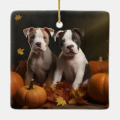 Ornement En Céramique American Staffordshire Puppy Automne Délice (Dos)