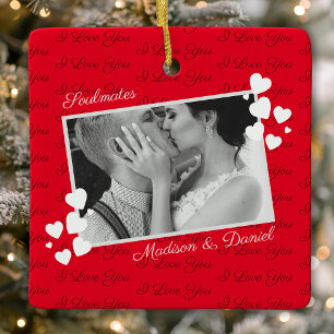 Ornement En Céramique Âmes sœurs Je t'aime Photo personnalisée Romantiqu