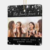 Ornement En Céramique Amis pour toujours noir argent photo parties scint (Gauche)