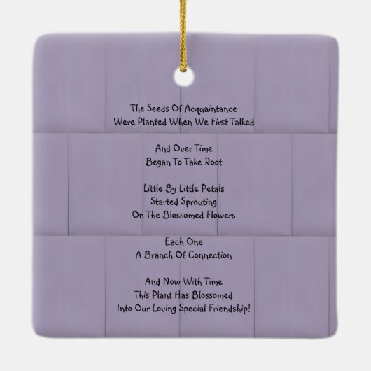 Ornement En Céramique Amitié En Fleur (Dos)