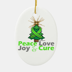 Ornement En Céramique Amour, joie et traitement de paix de Noël de ruban