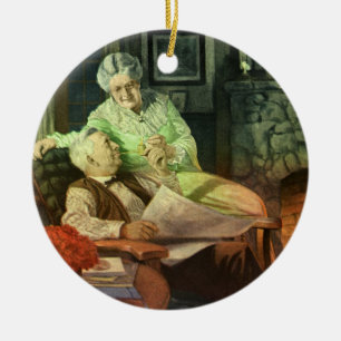 Ornement En Céramique Amour vintage et romance; Grands-parents romantiqu