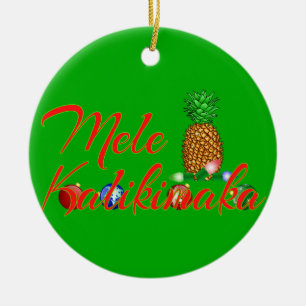 Ornement En Céramique Ananas hawaïen Mele Kalikimaka