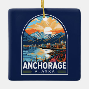 Ornement En Céramique Anchorage Alaska Travel Art Emblem